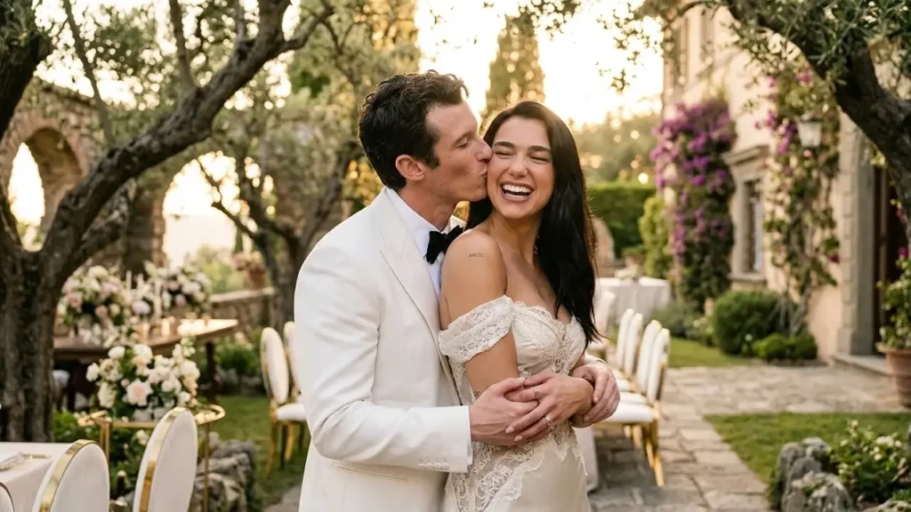 dua lipa and callum turner celebrate their wedding