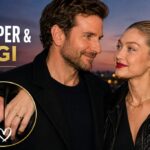 Bradley Cooper and Gigi Hadid walking in Paris wearing matching Boucheron rings