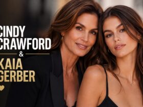 Cindy Crawford and Kaia Gerber look alike in matching outfits