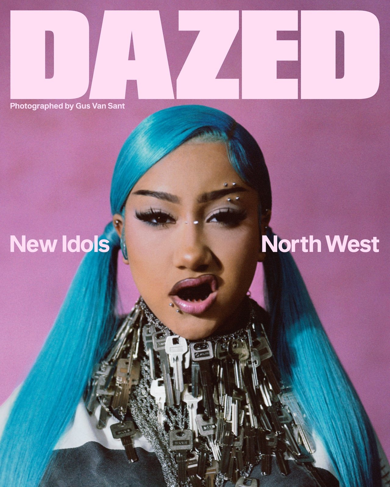 Kim Kardashian North West Dazed Magazine: Inside the Blue Hair, Piercings and Music Career Moment 12 North West Dazed magazine Autumn 2026 cover shoot with turquoise blue hair facial piercings dramatic makeup at age 13