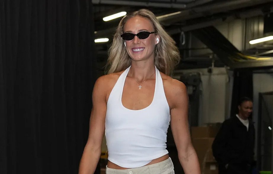 Sophie Cunningham Athleisure Look for Fever Dream Trilogy Game Sets Social Media Ablaze 9 Sophie Cunningham Indiana Fever wearing sporty chic athleisure tunnel fit ahead of the Fever Dream Trilogy game in 2026